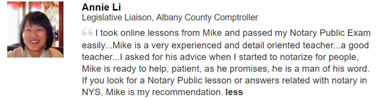 NY Notary Class online testimonial