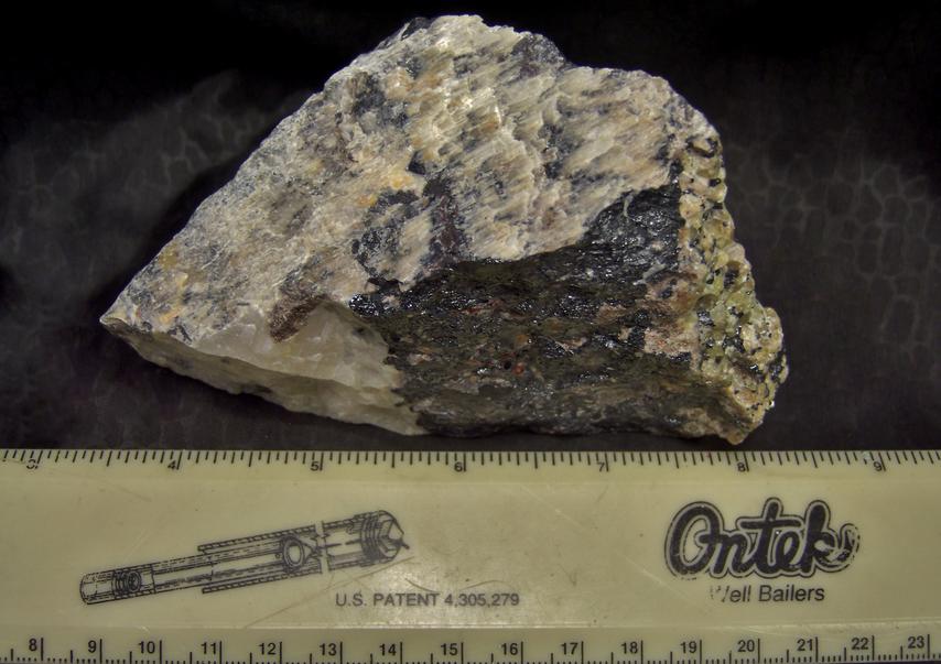 fluorescing CALCITE, WILLEMITE with FRANKLINITE, ZINCITE - Sterling Mine, Sterling Hill, Ogdensburg, Franklin Mining District, Sussex County, New Jersey, USA - type locality - for sale