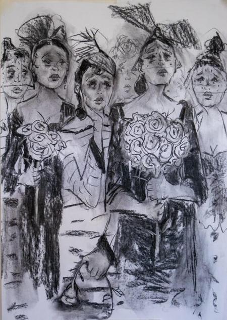 Casanova's Funeral - Charcoal on Paper 90 x 60 cm