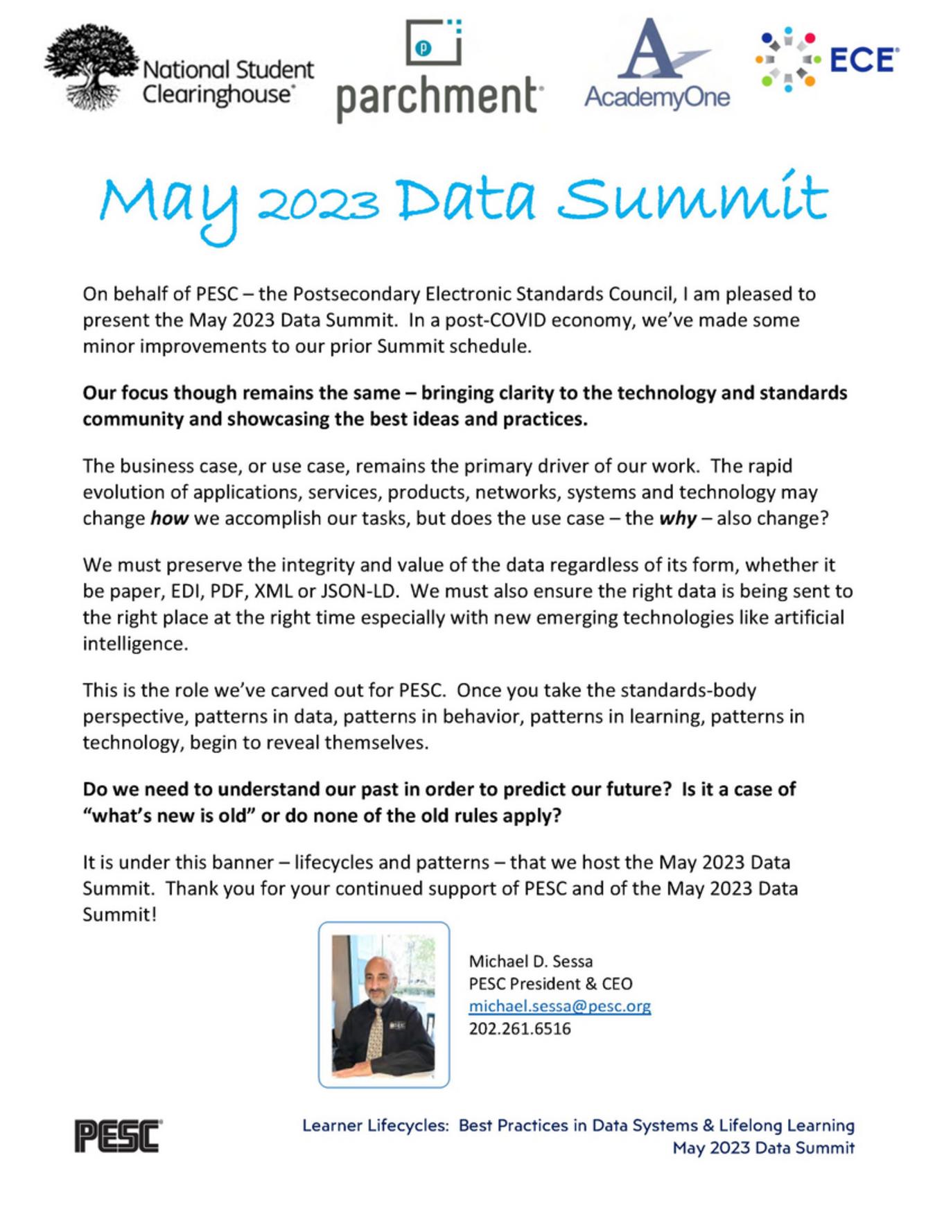 Welcome - PESC May 2023 Data Summit