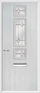 3 Square Strip Composite Door regal opal glass