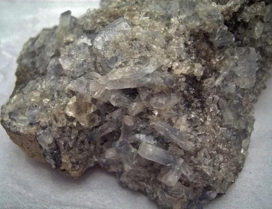 CELESTINE celestite, CALCITE - Rt 13 roadcut, Chittenango Falls, Fenner Township, Madison County, New York, USA - ex Sterling Hill Mining Co., Owned & Operated by The Hauck Families