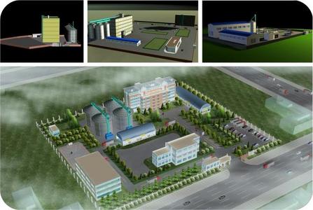 wheat milling plant 3D drawing