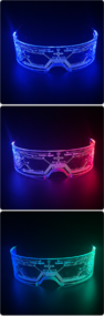 ALIENGIFTS4U Alien Fashion Luminous Glasses Neon Party Decoration LED Sunglasses For Nightclub DJ Dance Music Festival Rave Decorative