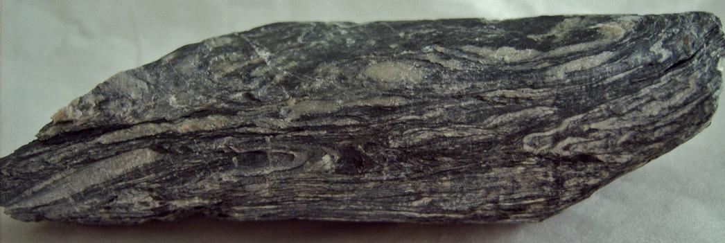 DRILL CORE with fluorescent SPHALERITE, CALCITE - Sterling Hill, Ogdensburg, Franklin Mining District, Sussex County, New Jersey