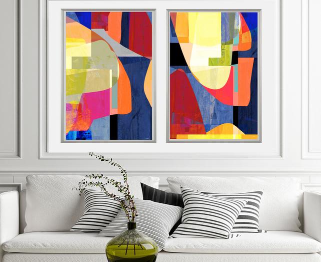 Blue, gray and gold abstract art, #abstract art