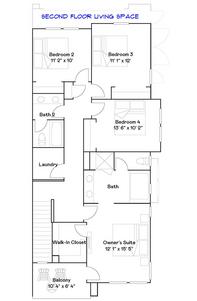 4 bedroom second floor plan with living space