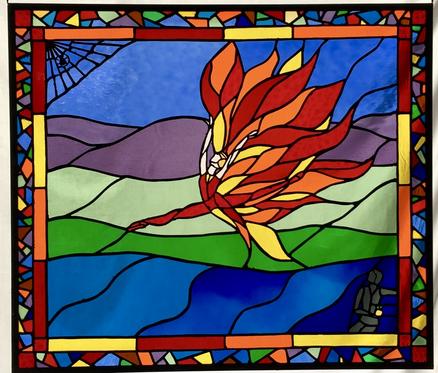 The Firebird Ballet in stained glass by Randall's Stained Glass Studio