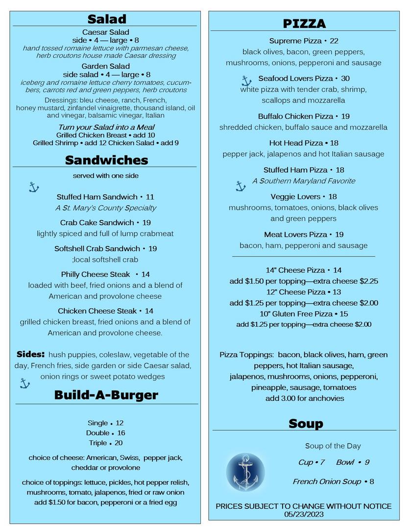 Chief's Menu