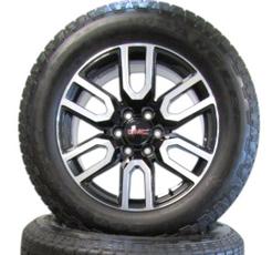 NEW TAKEOFF 6 LUG 20" GMC 1500 AT4 BLACK METALLIC AND MACHINED FACE WITH 275/60R20 BRIDGESTONE DUELER AT TIRES