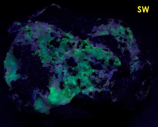 fluorescent AUSTINITE, ADAMITE - type locality -Gold Hill Mine (Western Utah Mine), Gold Hill, Gold Hill District (Clifton District), Deep Creek Mountains, Tooele County, Utah