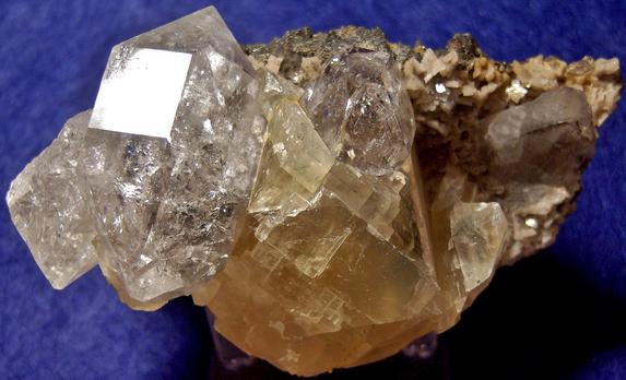 fluorescent Herkimer Diamond QUARTZ, DOLOMITE, CALCITE, MARCASITE, PYROBITUMEN - St. Johnsville, Montgomery County, New York, USA - ex Adrian Labuz 1970s
