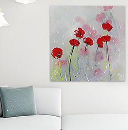 red poppies, poppy painting, large painting