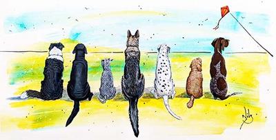 border collie, black Labrador, Schnauzer, German Shepherd, Dalmatian, Cockapoo, German Shorthaired Pointer