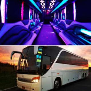 50 Passenger white Party Bus Rental