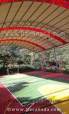 Techo colonial demonstrativo con sus accesorios en PVC