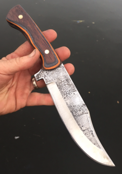 How to make a High Carbon Steel Bowie knife with metal etched blade texture. FREE step by step instructions. www.DIYeasycrafts.com