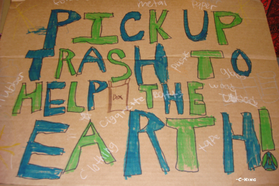Pick Up Trash To Help The Earth kids poster