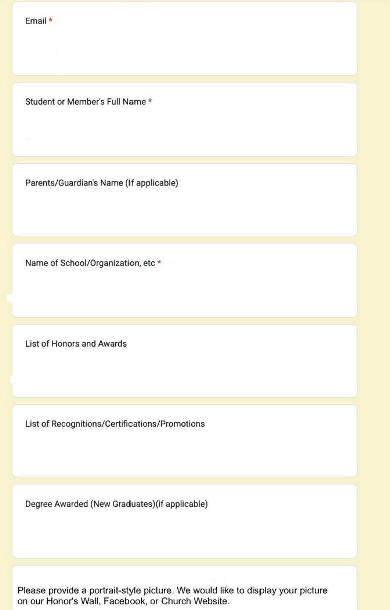 Click to complete online Awards Form.