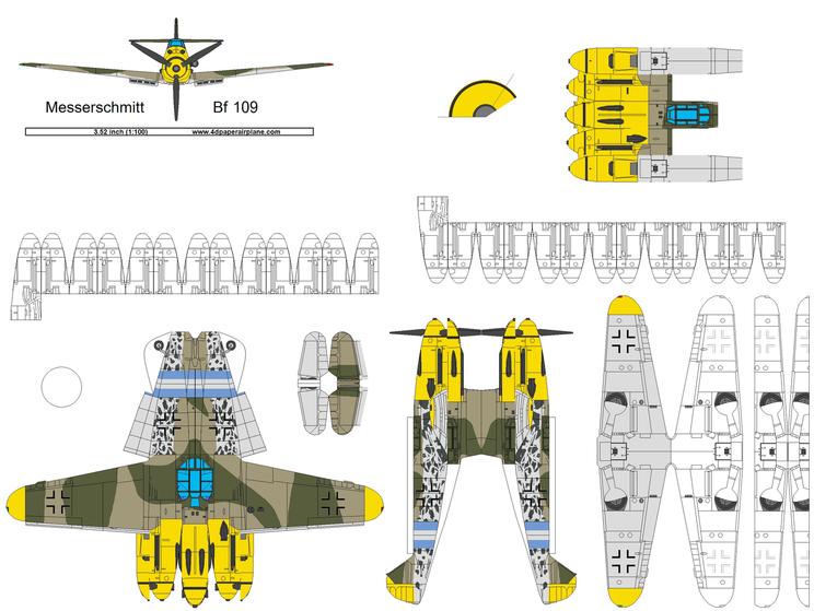 DIY 4D model template of Messerschmitt Bf109