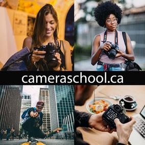 Students learning DSLR and mirrorless camera techniques at Cameraschool.ca