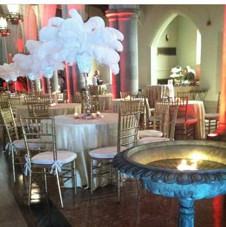 Centerpiece Rental Flowers Ostrich Feathers Crystals Candelabras