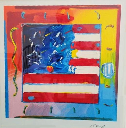 Peter Max Flag with Heart