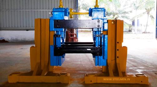 Y-TABLE FOR ROLLING MILLS, OIL LUBRICATION SYSTEM (Capacity - 50 LPM to 300 LPM), AUTOMATIC BUNDLING MACHINE, Hot Billet Shear, Billet Charging Grate, Flywheel, Gear Boxes, Mill Stands, Shearing Machines, Conveyor Rolls, Spindle Carrier, Pinch Rolls, Tilting Tables, Twin Channel, TMT Quenching System, Tail Breaker Pinch Rolls, Oil Lubrication System, Guide Box & Twist Pipes Mechanical Pusher, Mill Accessories, TMT Chain Transfer System, Recuperators, Cooling Tower, gear coupling, universal spindles, steel rolling mill, rolling mill items, steel plant machineries, steel plants, CCM, Continuous casting machine, steel melting, steel makers, leju Thomas, 9310524787, Gear boxes, Pinion stands, Rolling mill Stands on Fiber& bearings, Roller tables, Tilting tables, Y tables, Guide boxes, Chocks, Couplings, Spindles, Rotary shears, Flying shears, Cantilever type pinch Rolls, Tail Breaker pinch Rolls, Quenching Systems (for 8-16 mm, 16-25 mm, & 25-32 mm), Twin channel, Hot Rolling Mills, Shears, Automatic Cooling Bed, Quenching Boxes, Twin Channel Machine, Mill Stands, Cold Rolling Mills, Gear Couplings, Industrial Gear Box, Punching Cropping Machine, Hot Saw, Transmission Tower Machinery, Chain Transfer Systems, Product Design Development, Hot Rolling Mills Bar Rolling Mill Hot Rolling Mill Equipment Slit Rolling Mill Shears Flying Shear Crank Shear Continuous Rotating Shear Disc & Drum Shear Automatic Cooling Bed Quenching Boxes TMT Quenching Boxes Twin Channel Machine Industrial Gear Box Helical Gear Box Rolling Mill Gear Boxes Mill Stands Rolling Mill Stands TMT Mill Stands Housingless Mill Stands Cold Rolling Mills Gear Couplings Gear Jobwork Punching Cropping Machine Hot Saw Traveling type Hot Saw Fixed type Hot Saw Transmission Tower Machinery Chain Transfer Systems Product Design Development, Turnkey Solutions For Hot Rolling Mills Coilers Mill stands Shears & hot saws Twin channel Cooling beds Gear boxes & pinion stands TMT Equipment, Rolling Mill Machines Blade Grinding Machine Hot Saw Machines Straightening Machine Hydraulic Pusher, Hydraulic Cylinders, Ejectors, Hot Rolling Mill Flywheels Gear Boxes Mill Stands Gear Couplings Material Handling Equipment TMT Equipment Cooling Bed Shearing Machines Straightening Machines Spare Parts Of Rolling Mills Other Allied Equipments Bending & Time Machine Workshop Machinery, ♦ Bar Mills ♦ Structural Steel Mill Wire Rod Mill with Bar in Coil Line Rolling Mill for High-Grade Steels Section Mill High Speed Laying Head with Gear Box Crank Lever Shears Crank Shears Housingless Stands Double Crank Shears Rake Type Cooling Conventional Mill Stands Gear Boxes Rod mill block Varioblock Flying Shear • Tail Braking Pinch Roll • Cold Shear, Starting Stock Billets 160 x 160 x 12,000 mm 130 x 130 x 12,000 mm Furnace Group Charging grate, Hot charging, Elevator, Induction online heater Finished product Rebar 8 three-strand slit TMT Rebar 10 two-strand slit TMT Rebar 12-40 mm TMT Flats, angles and channels are possible too Sub-bundles 100-400 kg Master bundles 1 MT-3 MT Furnace Capacity 80 MT/h Main train Single-strand H/V arrangement, two strands are H/V type Roughing train : 4 off Model 600, 2 off Model 440, Free outlet after stand # 2 Intermediate train : 4 off Model 440, 4 off Model 340 Finishing train : 6 x Model 340 Associated shears Loopers : 8 off vertical, 6 off Single strand, 2 off multi strand Capacity 400,000 MT/y Cooling bed group Water quenching line, Thermex Cooling bed shear Cooling bed 66 x 10 m Finished speed 16 m/s (20 m/s) Material grades Carbon steels, Alloyed Structural Steel grades Continuous finishing shop Stationary cold shear 3,000 kN Counting system Small bundle forming 4 off Tying machine Various associated equipment, e.g. stoppers, chain transfers, roller tables, Starting stock Blooms 180 x 180 x 8,000 - 12,000 mm 300 x 300 x 8,000 - 12,000 mm Finished product Rebars 28 - 40 mm Rounds 30 - 100 mm dia. Hexagons 50 - 80 mm Flats 8 x 30 - 60 x 150 H-Beams 100 - 180 mm I-Beams 100 - 200 mm T-sections 75 - 140 mm Channels 100 - 200 mm Angles 80 x 80 x - 200 x 200 mm U-type sections for mine timbering 18U, 25U,29U Bundle/stack length 6 - 24 m Bundle/stack weight 2 - 5 t Furnace capacity 116/143 t/h Annual capacity 700,000 t/y Finishing speeds 6 m/s Material grades Carbon steels, Alloyed structural steel,Antifriction bearing steel Furnace group: Elevator (for hot charging), charging grate,weighscale, descaler, insulated holding tunnel Mill train: Single strand Roughing train 4 x Model 670, 1 x Model 760(V-H-HV-H) Intermediate train: 2 x Model 760, 4 x Model 670(H-H-H-UR-UR-HV) Finishing train: 5 x Model 670 (UR-HV-UR-HV-FUR) Associated shears Loopers: 4 x vertical Cooling bed group: Water cooling line, pinch roll unit Cooling bed shear Cooling bed 84 x 19 m Short-bar collecting device Continuous finishing shop In-line straightening machine (10 rollers) Hot saws: 1 x stationary, 1 x movable Abrasive cutting machines: 1 x fixed, 1 x movable Piling and stacking facilities (magnet-type) Tying machines: 2 x stationary, 2 x movable Various associated equipment, e.g. stoppers, chain transfers, roller tables. upto 150 x 150 x 12,000 mm Finished product: Wire rod 5.5 - 16 mm Rebars Nos. 3, 4 and 5 (as per ASTM) Coils 16 - 42 mm dia. Furnace capacity: 70 t/h Annual capacity: 300,000 t/y Finishing speeds: Wire rod line - 100 (120) m/s Bar in coil line - 13.5 m/s Material grades: Cold-heading steels Reinforcing steels Steels with a carbon content from low to medium Piano-wire PC-wire Free-cutting steel Water cooling line, pinch roll units, bar reels (2x), coil transfer,chain conveyor with retarded and accelerated cooling facilities, transfer unit to Power & Free coil handling system, Starting stock Billets 50 x 100 x 10,000 mm 125 x 125 x 11,400 mm Finished product Rod 5.5 - 13.5 mm dia. Bars 11 - 57 mm dia. Flads 22 - 120 mm, 5 - 12 mm thick Bundle/stack length 3 - 8.5 m Bundle/stack weight 0.5 - 3 (5) t Furnace capacity up to 60 t/h Material grades High-grade structural steels 34 Cr 4, 60 SiMn7, 42 CrMo4 Antifriction bearing steels 100 Cr 6, 100 Cr 2, 100 CrMo 7 3 Material grades Tool steels X 210 Cr 12, X 38 CrMoV 5 1, 55 CrNiMoVS 4 2 4 Acid-resistant and heat-resistant steels X 5 CrNiMo 18 11, X 2 CrNiMo 19 13,X 20 CrNiSi 25 4 High-speed steels X 79 Wco 18 5, X 82 W Mo 6 5 5 Special alloys X 55 CrMnNiN 20 8,X 45 CrSi 9 3 X 3 CrNiMoNbN 23 17 The complete range of steel grades includes approx. 300 different grades Furnace group: Charging grate, cross transfers, weighscale, descaler (2x), heatholding tunnel Mill train: Single strand, H/V - arrangement Roughing train: PSW and 6 x Model 440 Intermediate train: 4 x Model 440, 2 x Model 340 Finishing train: 4 x Model 340 Kocks-block 8-stand wire rod block for high grade steels 3 x 215/ 5 x 170 Associated shears Loopers: 7 x vertical, 1 x horizontal Cooling bed group: Water cooling line, pinch roll unit Cooling bed shear Cooling bed 57 x 5 m Continuous finishing shop: Abrasive cutting machine Piling and stacking facilities (non-magnet type) Tying machines: 1 x fi xed, 1 x movable various associated equipment, e.g. stoppers, chain transfers, roller tables etc. Rod finishing equipment: Water cooling and equalizing sections, pinch roll unit,laying head Ring conveyor for retarded and accelerated cooling reforming tub Pallet-type coil handling system, compacting & tying units,weighscale, unloading station Reel plant Water cooling and equalizing sections, Pinch roll units, Bar reels: 2 x, Transfer equipment to pallet-type coil handling system, Omsairam Steel & Alloys Pvt. Ltd., Bhagyalaxml Rolling Mills Pvt. Ltd., Kalika Re-rollers Pvt. Ltd., Parvati Alloys (P) Ltd., MITC Rolling Mills (P) Ltd., Maharashtra Steel Rolling & Engg Co. Chimanlal Vijay Kumar Steels Pvt. Ltd, Bhagwati Ferro Metals (P) Ltd, Balbir Rolling Mills Ltd. Quartz Metals Inds., Metro Alloys Ltd., Pushpak Steel Inds. Pvt Ltd., T. k. Ispat Pvt Ltd., Allied Ferromelt Pvt Ltd., Bhagwati Steel Cast Ltd., R. L. Steels Ltd., Guardian Steels Pvt. Ltd., Shri Karvir Nivasini Mahalakshmi Ispat Pvt. Ltd., Khatu Shyamji Steel Rolling Mills Pvt. Ltd., Kunal Ispat & Alloy Inds. Pvt Ltd. Sun Metallics & Alloys Pvt. Ltd, Hans Ispat Ltd. Shri Khatu Shyam Industries, Rajuri Steel Pvt. Ltd, Shree Om Steel Rolling, Air Carrying Corpn (I) Ltd., titan Alloys Ltd. Sunflag Iron & Steel Co. Ltd., Sharda Ispat Ltd., Fortune Metaliks Ltd., Sharda Shree Ispat Ltd., R. K. Structures Pvt. Ltd., Sanvijay Industries Pvt. Ltd., Shivali Udyog (I) Ltd., S.D. Bansal Iron & Steel Pvt. Ltd., Inertia Iron & Steel Inds. Pvt. Ltd., Nalwa Steel & Power Ltd., Shilpa Re-rollers Ltd., Sri Jai Balaj Steel Rolling Mills Ltd., Petropol India Ltd. Galwalia Ispat Udyog Pvt. Ltd. Crest Steel & Power Pvt. Ltd. Himalayan Rolling Steel Industries Pvt. Ltd., Shree Balaji Pigments Pvt. Ltd., Upper India Steel Mfg. & Engg. Co. Ltd., Capital Ispat Ltd., Barnala Steels Inds. Ltd., Shri S.S. Shyam Steels Pvt. Ltd. Fortune Metals Ltd. Rathi Udyog Ltd., M/s. Gallantt Ispat Lyd., Gemini Merchandise Pvt. Ltd., Jagdamba Rolling Mills, Shree Krishna Steel Rolling (Jaipur) Ltd. Modi Steels, Usha Martin Inds. Prince TMT Steels Pvt. Ltd., Dindigul Iron & Steel Co (P) Ltd. ARS Metals Ltd. V.V. Iron & Steel Company Pvt Ltd. Jairaj Ispat Ltd., Pioneer Torsteel Mills (P) Ltd., Devshree Ispat Pvt. Ltd., Vaibhav Merchantile Ltd., Maa Mahamaya Inds. Pvt. Ltd., Chitrakoot Metal Ltd. P. R. Rolling Mills Pvt. Ltd. Shree Aravindh Steels Ltd. Shyam Steel Industries Ltd. Shri Ramrupai Balaji Steels Ltd. Adhunik Ispat Pvt. Ltd. Durgapur Steels Ltd. B. M. A. Stainless Ltd. Zion Steel Ltd. Shree Metaliks Ltd. Usha Martin Ltd. Shyam Sel Ltd. Maithan Steel & Power Ltd.