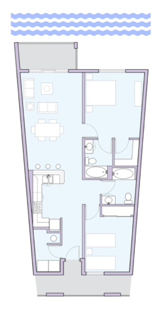 1197 square feet 2 bedroom and bathroom