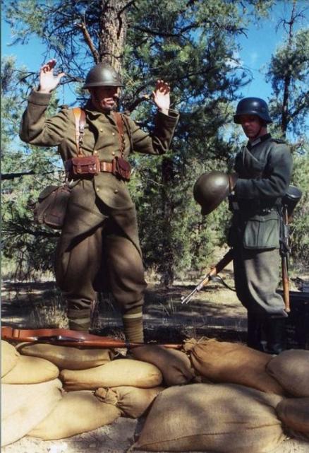 WWII French Soldier POW, with German captor, 1940