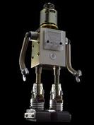 retro robot sculpture art dog