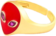 Alien/UFO Finger Ring Alien Shape Gold Plated 8 Colours for Women Couple Enamel Stackable Finger Ring Adjustable Jewellery