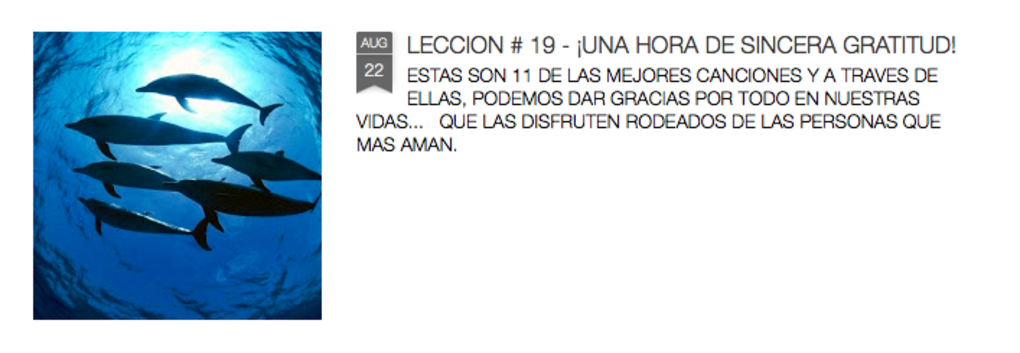 UNA HORA DE SINCERA GRATITUD