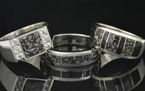 Men's dinosaur bone rings by Hileman Silver Jewelry