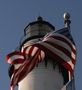 light house with flag