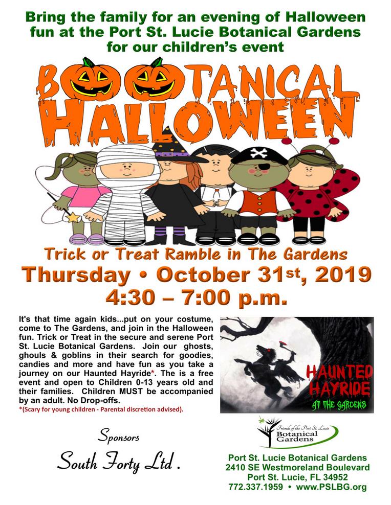 Bootanical Halloween Events Calendar Port St Lucie