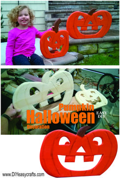 How to make Halloween Wood Pumpkin decorations. Easy step by step instructions. www.DIYeasycrafts.com