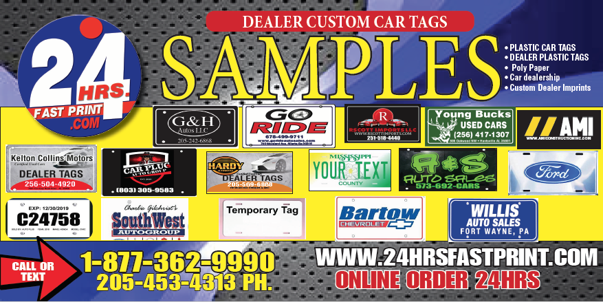 Car discount dealer tags