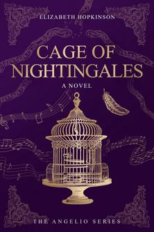 Purple cover with a golden birdcage. Title: Cage of Nightingales
