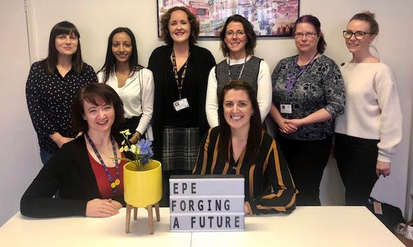 Image of team EPE celebrating their Forging a Future For All Business of the Year Winner 2019 status