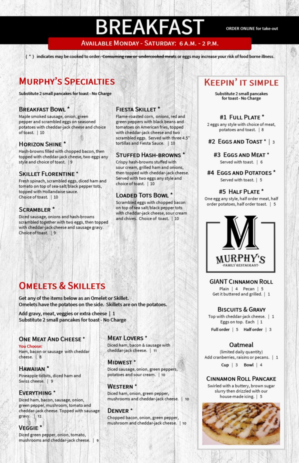 murphy-s-family-restaurant-menu