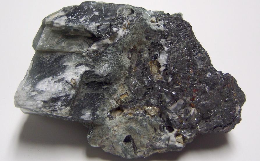 MAGNETITE, PYRITE, CHALCOPYRITE, AMPHIBOLE BYSSOLITE, CALCITE - French Creek Mines, St. Peters, Warwick Township, Chester County, Pennsylvania, USA
