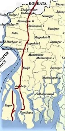 Map of Gangasagar Trip Tour Route Road Namkhana Kakdwip