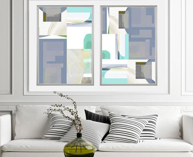 Blue, gray and green abstract art, #abstract art