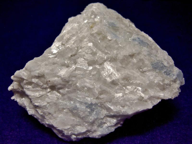 fluorescent phosphorescent white Wollastonite, blue Calcite- Gouverneur Talc Company No. 4 Quarry (Valentine deposit), Harrisville, Diana Township, Lewis County, New York