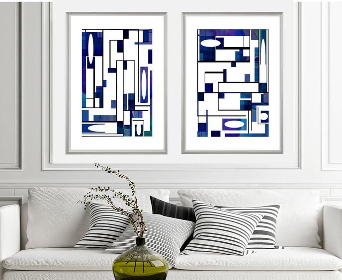 Blue and White Abstract Art, #abstract art