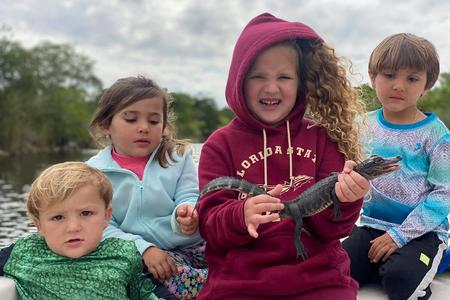 kids with alligator