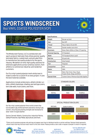 Sports Windscreen 8oz One-Sheet PDF