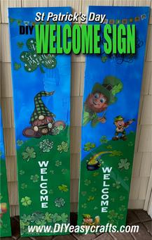 DIY St Patricks Day Porch Welcome Signs