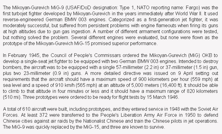 wiki background for 4D model of Mikoyan-Gurevich MiG-9